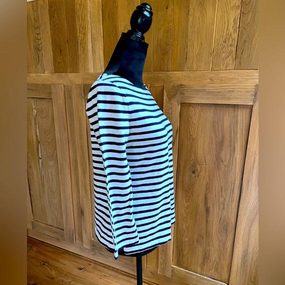 J.Crew Navy/White Striped Tee with bracelet length sleeves - Picture 2 of 11
